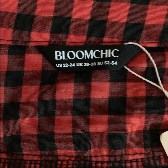 BloomChic Red and Black Checkered Blouse, Plus Size 22//24 (3X) - Picture 7 of 10